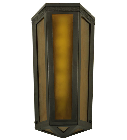 Meyda Lighting Eltham 7" Timeless Bronze Wall Sconce With Amber Shade Glass