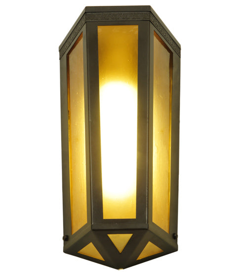 Meyda Lighting Eltham 7" Timeless Bronze Wall Sconce With Amber Shade Glass