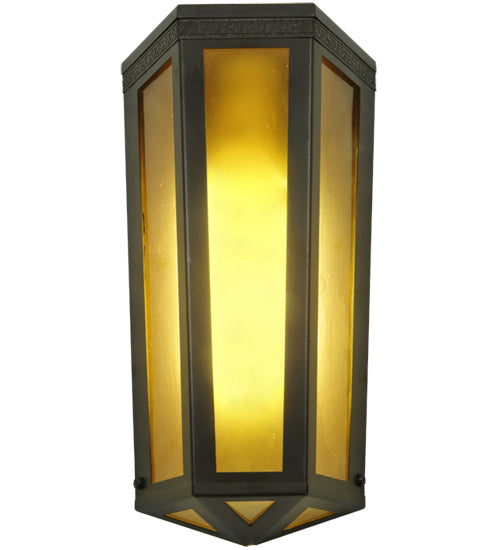 Meyda Lighting Eltham 7" Timeless Bronze Wall Sconce With Amber Shade Glass