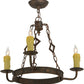 Meyda Lighting Elvita 24" 3-Light Gilded Tobacco Chandelier With Ivory Faux Candlelight