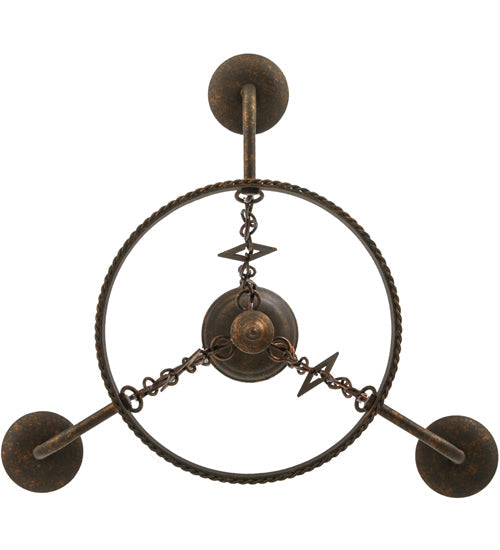 Meyda Lighting Elvita 24" 3-Light Gilded Tobacco Chandelier With Ivory Faux Candlelight