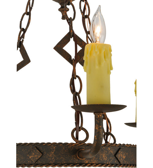 Meyda Lighting Elvita 24" 3-Light Gilded Tobacco Chandelier With Ivory Faux Candlelight