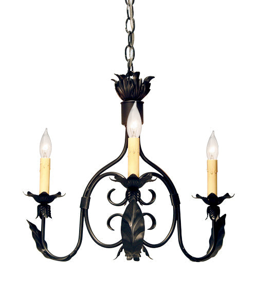 Meyda Lighting Elyce 22" 3-Light Blackwash Chandelier With Ivory Faux Candlelight