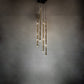 Meyda Lighting Emmentaler 18"Sq 4-Light LED Oil Rubbed Bronze Cascading Pendant Light With Polished Brass Shade