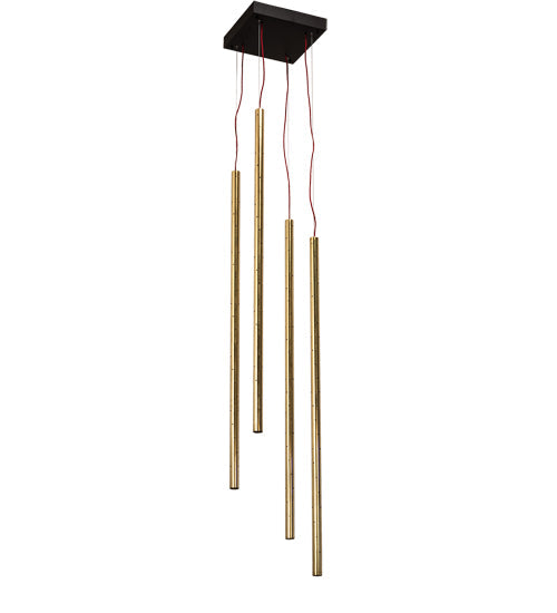 Meyda Lighting Emmentaler 18"Sq 4-Light LED Oil Rubbed Bronze Cascading Pendant Light With Polished Brass Shade