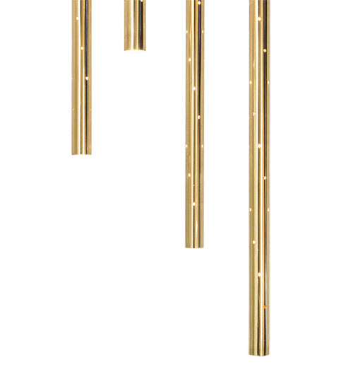Meyda Lighting Emmentaler 18"Sq 4-Light LED Oil Rubbed Bronze Cascading Pendant Light With Polished Brass Shade