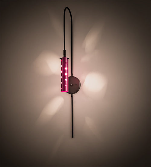 Meyda Lighting Emmentaler 5" Solar Black Wall Sconce With Medium Pink Shade