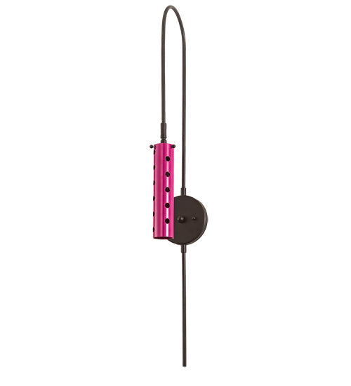 Meyda Lighting Emmentaler 5" Solar Black Wall Sconce With Medium Pink Shade