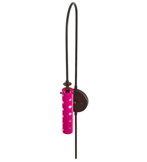 Meyda Lighting Emmentaler 5" Solar Black Wall Sconce With Medium Pink Shade