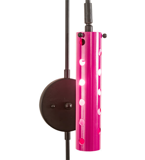 Meyda Lighting Emmentaler 5" Solar Black Wall Sconce With Medium Pink Shade