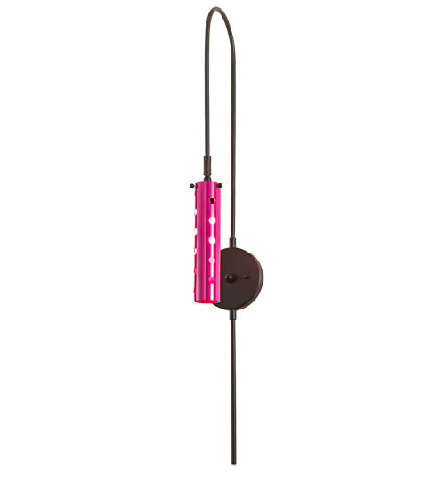 Meyda Lighting Emmentaler 5" Solar Black Wall Sconce With Medium Pink Shade