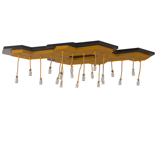 Meyda Lighting Emmentaler 51" 20-Light Gold & Black Island Pendant Light With Gold Anodized Aluminum Shade