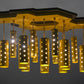 Meyda Lighting Emmentaler 51" 20-Light Gold & Black Island Pendant Light With Gold Anodized Aluminum Shade