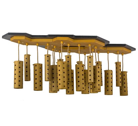 Meyda Lighting Emmentaler 51" 20-Light Gold & Black Island Pendant Light With Gold Anodized Aluminum Shade