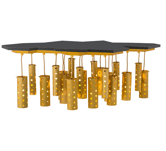 Meyda Lighting Emmentaler 51" 20-Light Gold & Black Island Pendant Light With Gold Anodized Aluminum Shade