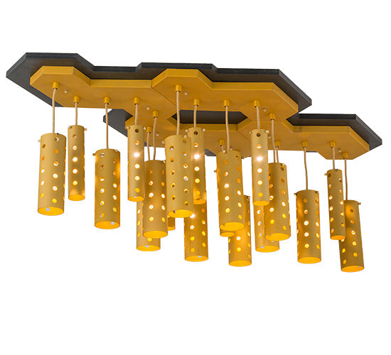Meyda Lighting Emmentaler 51" 20-Light Gold & Black Island Pendant Light With Gold Anodized Aluminum Shade