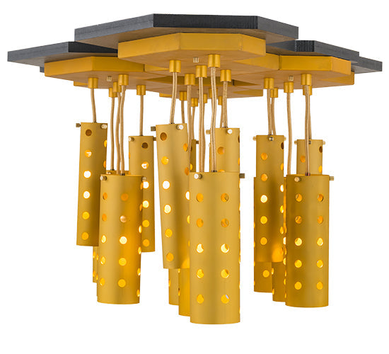 Meyda Lighting Emmentaler 51" 20-Light Gold & Black Island Pendant Light With Gold Anodized Aluminum Shade