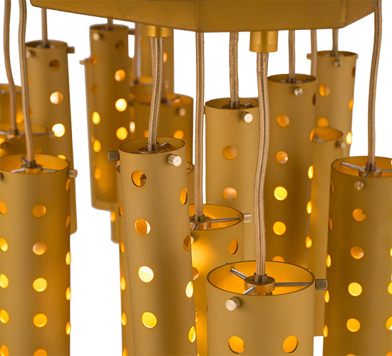 Meyda Lighting Emmentaler 51" 20-Light Gold & Black Island Pendant Light With Gold Anodized Aluminum Shade