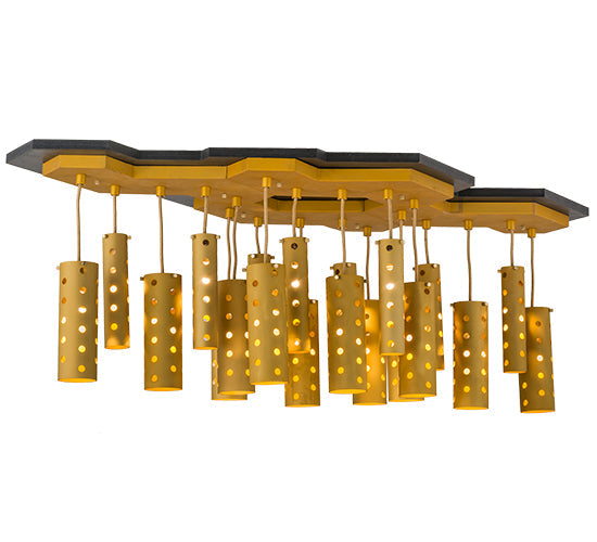 Meyda Lighting Emmentaler 51" 20-Light Gold & Black Island Pendant Light With Gold Anodized Aluminum Shade