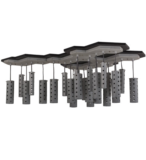 Meyda Lighting Emmentaler 58" 25-Light Silver & Black Island Pendant Light With Silver Anodized Aluminum Shade
