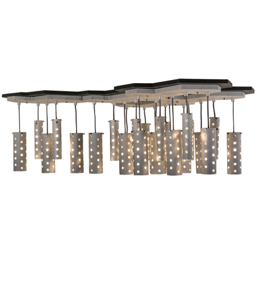 Meyda Lighting Emmentaler 58" 25-Light Silver & Black Island Pendant Light With Silver Anodized Aluminum Shade