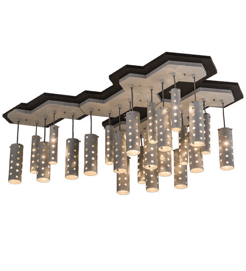 Meyda Lighting Emmentaler 58" 25-Light Silver & Black Island Pendant Light With Silver Anodized Aluminum Shade