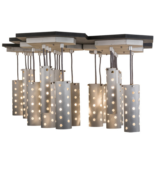 Meyda Lighting Emmentaler 58" 25-Light Silver & Black Island Pendant Light With Silver Anodized Aluminum Shade