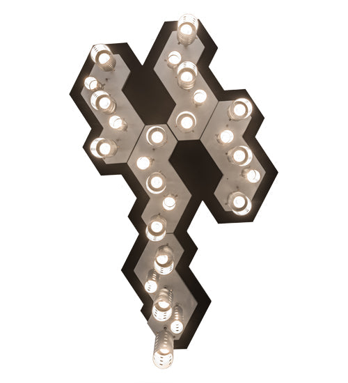 Meyda Lighting Emmentaler 58" 25-Light Silver & Black Island Pendant Light With Silver Anodized Aluminum Shade