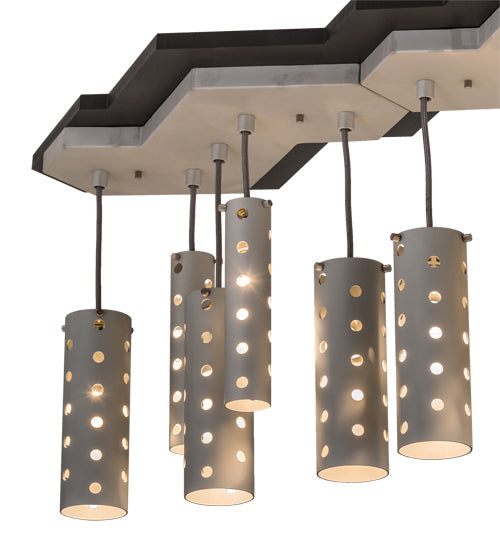 Meyda Lighting Emmentaler 58" 25-Light Silver & Black Island Pendant Light With Silver Anodized Aluminum Shade