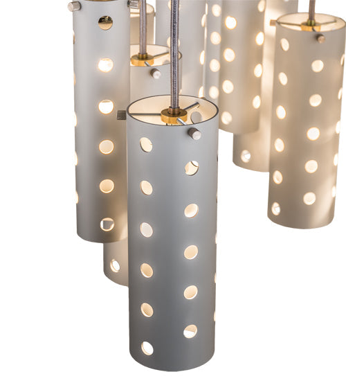 Meyda Lighting Emmentaler 58" 25-Light Silver & Black Island Pendant Light With Silver Anodized Aluminum Shade