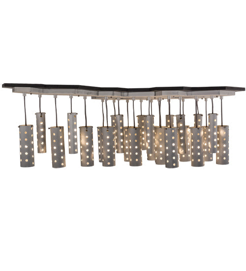 Meyda Lighting Emmentaler 58" 25-Light Silver & Black Island Pendant Light With Silver Anodized Aluminum Shade