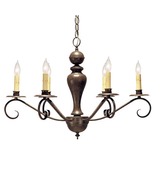 Meyda Lighting Emory 28" 6-Light Chestnut Chandelier With Ivory Faux Candlelight