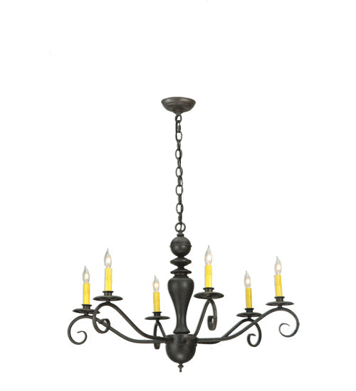 Meyda Lighting Emory 33" 6-Light Coffee Bean Chandelier With Ivory Faux Candlelight