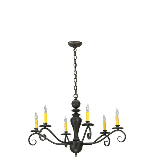 Meyda Lighting Emory 33" 6-Light Coffee Bean Chandelier With Ivory Faux Candlelight