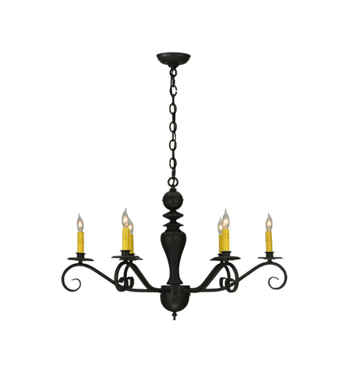 Meyda Lighting Emory 33" 6-Light Coffee Bean Chandelier With Ivory Faux Candlelight