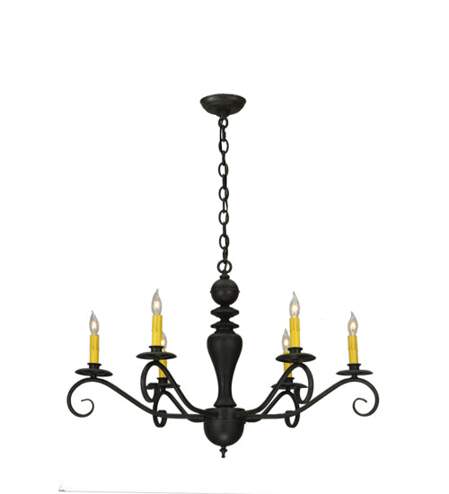 Meyda Lighting Emory 33" 6-Light Coffee Bean Chandelier With Ivory Faux Candlelight