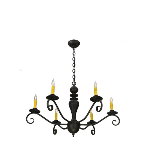 Meyda Lighting Emory 33" 6-Light Coffee Bean Chandelier With Ivory Faux Candlelight