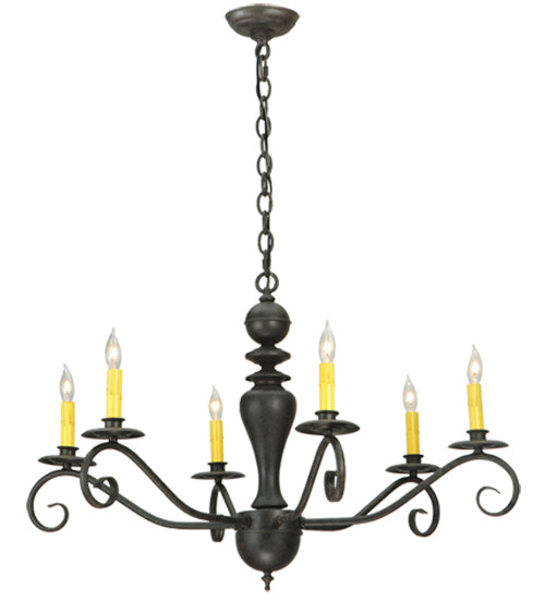 Meyda Lighting Emory 33" 6-Light Coffee Bean Chandelier With Ivory Faux Candlelight