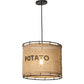 Meyda Lighting Empire 16" Solar Black Pendant Light With Brown Burlap Potato Sack Shade