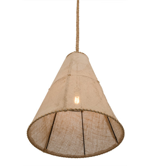 Meyda Lighting Empire 24"W x 33"H Black Pendant Light With Burlap Textrene Shade