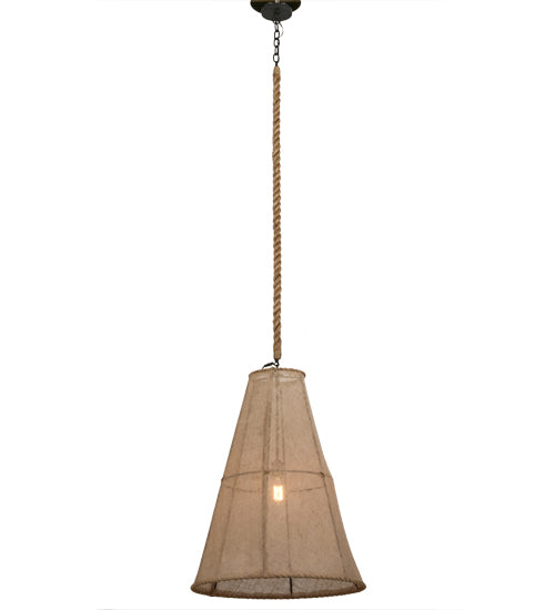 Meyda Lighting Empire 24"W x 91"H Black Pendant Light With Burlap Textrene Shade