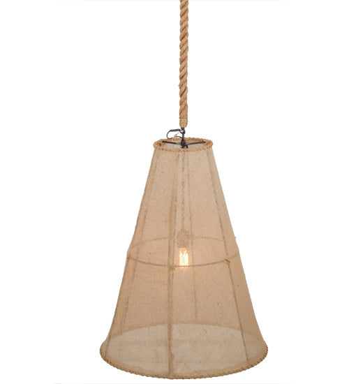 Meyda Lighting Empire 24"W x 91"H Black Pendant Light With Burlap Textrene Shade