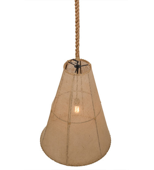 Meyda Lighting Empire 24"W x 91"H Black Pendant Light With Burlap Textrene Shade