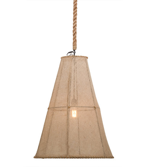 Meyda Lighting Empire 24"W x 91"H Black Pendant Light With Burlap Textrene Shade