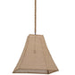Meyda Lighting Empire 34" Solar Black Square Bell Pendant Light With Beige Burlap Textrene Shade