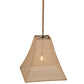 Meyda Lighting Empire 34" Solar Black Square Bell Pendant Light With Beige Burlap Textrene Shade
