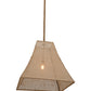 Meyda Lighting Empire 34" Solar Black Square Bell Pendant Light With Beige Burlap Textrene Shade