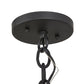Meyda Lighting Empire 34" Solar Black Square Bell Pendant Light With Beige Burlap Textrene Shade