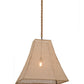 Meyda Lighting Empire 34" Solar Black Square Bell Pendant Light With Beige Burlap Textrene Shade