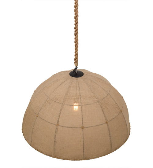 Meyda Lighting Empire 36" Timeless Bronze Dome Pendant Light With Burlap Textrene Shade
